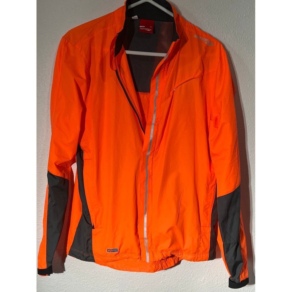 Saucony Sonic Shell Wind Shield ViziPro Reflective Jacket Orange small Running